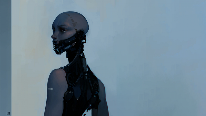 Robot with mechanical neck and face mask