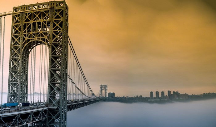 George Washington Bridge shrouded in mist