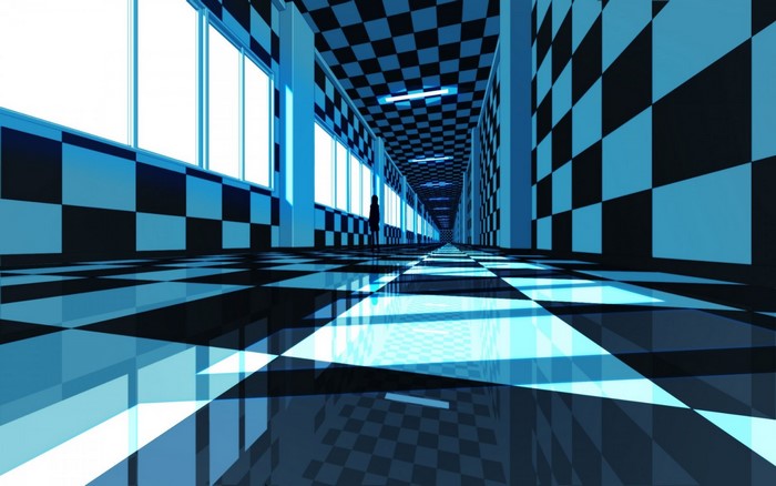 Checkered Hallway with a Silhouette