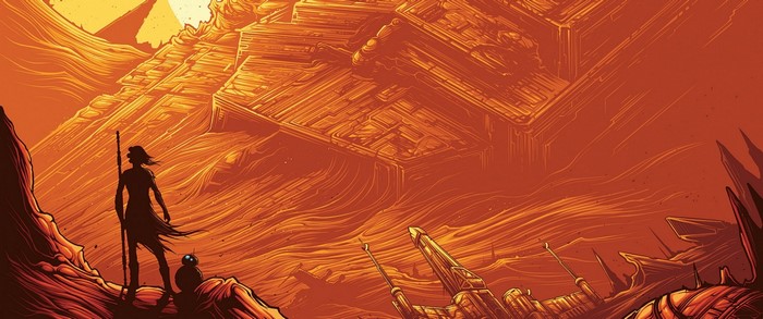 Rey and BB-8 on Jakku from Star Wars