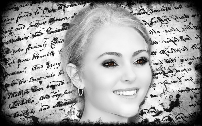 AnnaSophia Robb portrait with vintage script background