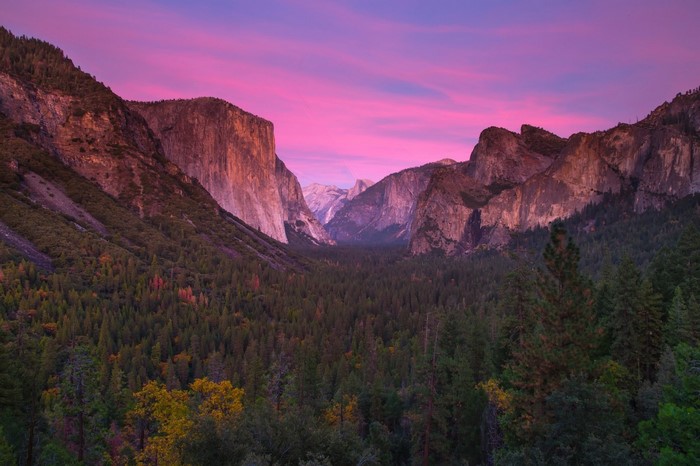 Yosemite National Park Valley at Sunset