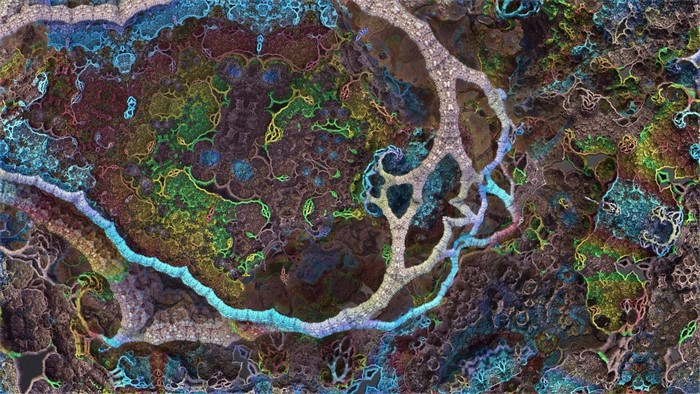 Abstract fractal art with organic and geometric patterns