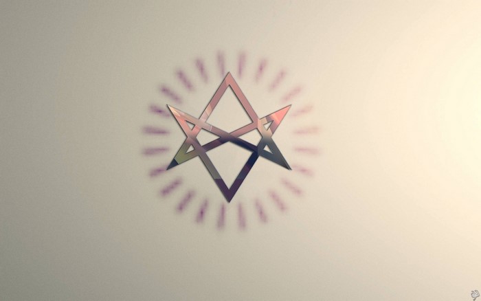 Unicursal Hexagram logo with pink aura
