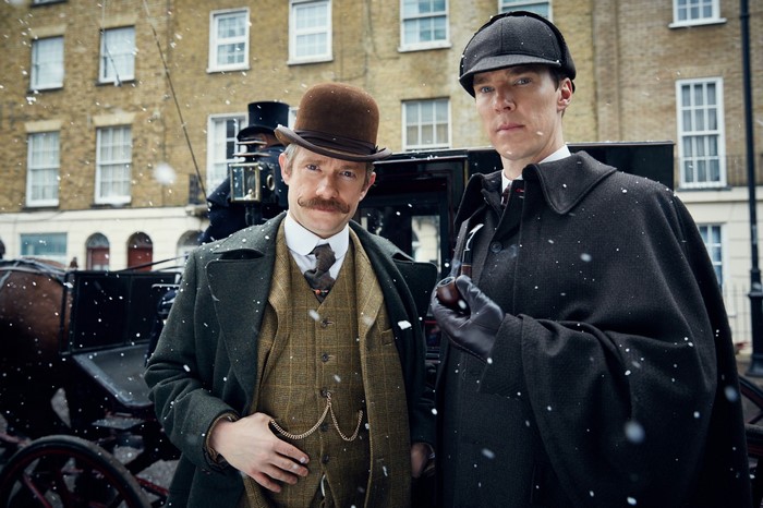 Sherlock Holmes and John Watson in winter