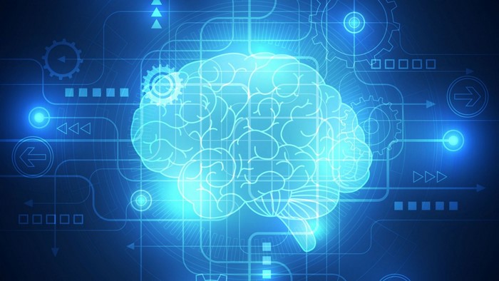 Digital brain with futuristic technology and gears