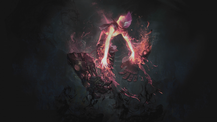 Vi from League of Legends engulfed in flames