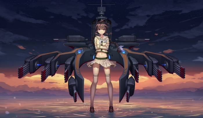 Kitakami KanColle with a large warship