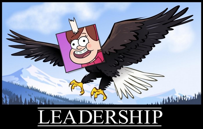 Mabel Pines' head on an eagle from Gravity Falls