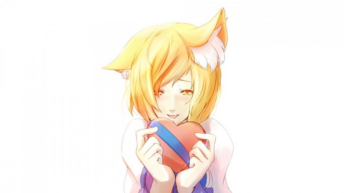 Yakumo Ran from Touhou holding a heart-shaped chocolate