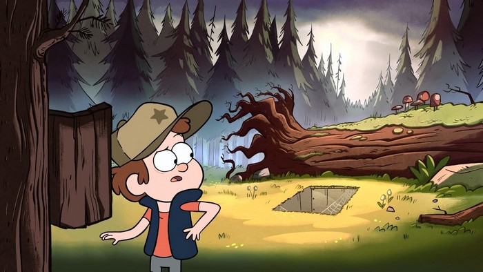 Dipper Pines from Gravity Falls in a forest