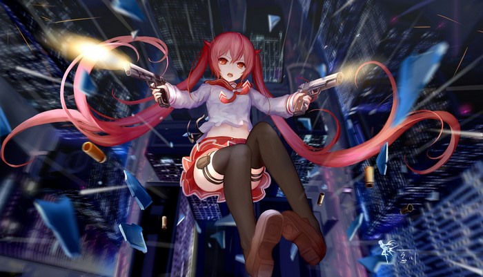 Aria Holmes Kanzaki from Hidan no Aria firing guns