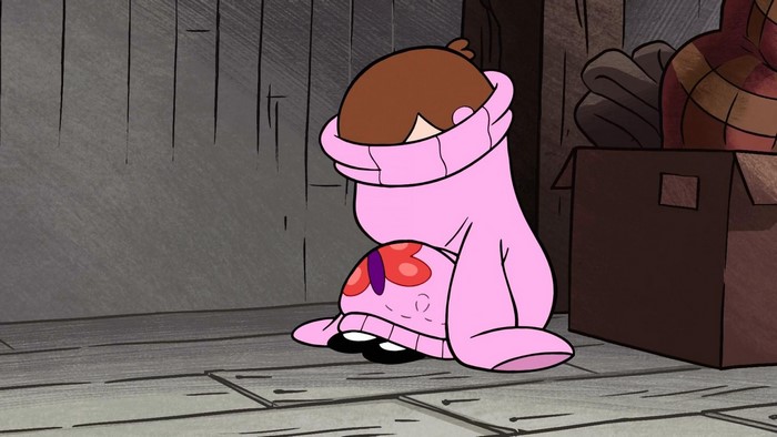 Mabel Pines from Gravity Falls in a pink sweater