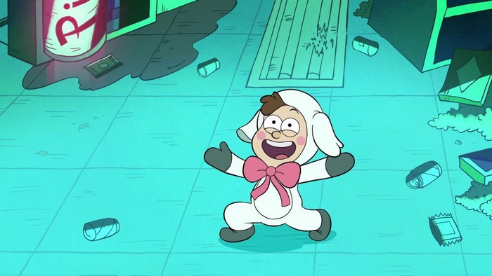 Dipper Pines in a sheep costume from Gravity Falls