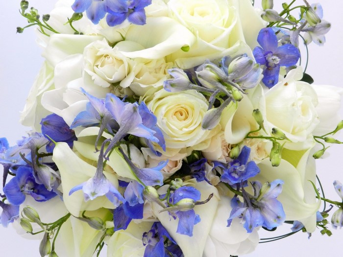 Elegant White and Blue Flower Bouquet