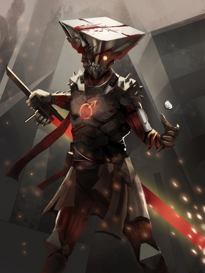 Fantasy warrior with sword and red sash