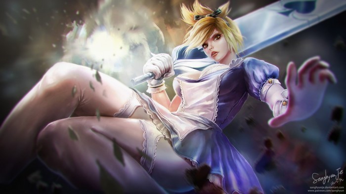 Riven in Dynamic Action League of Legends Art