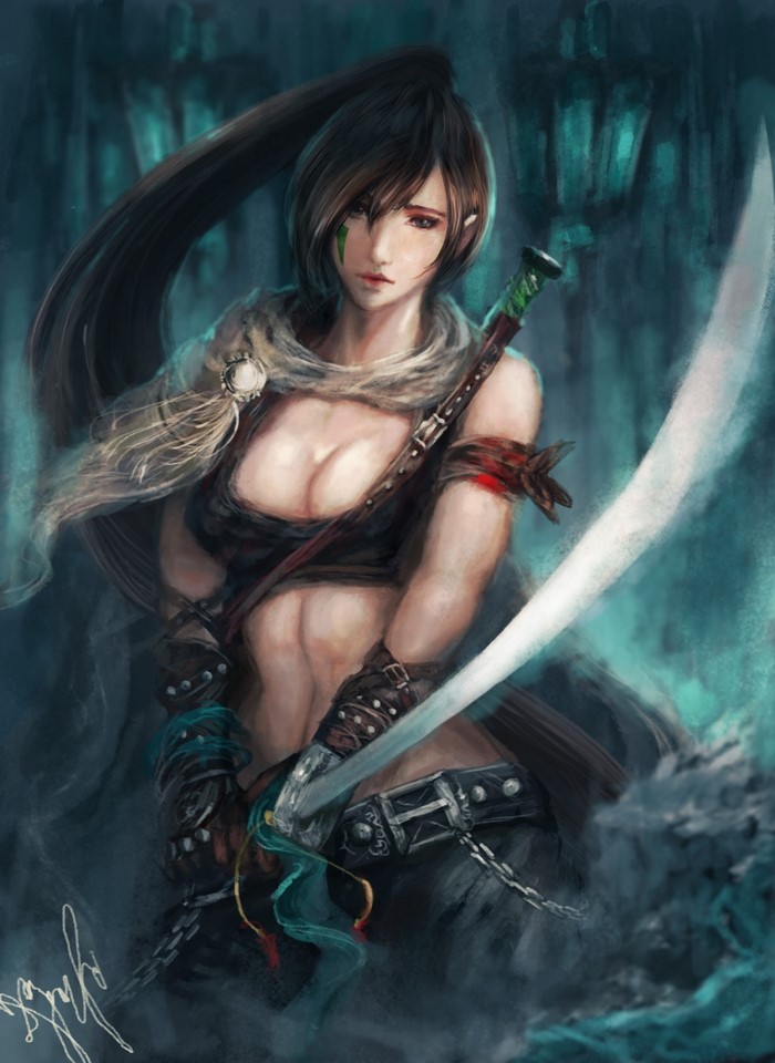 Fantasy warrior woman with sword