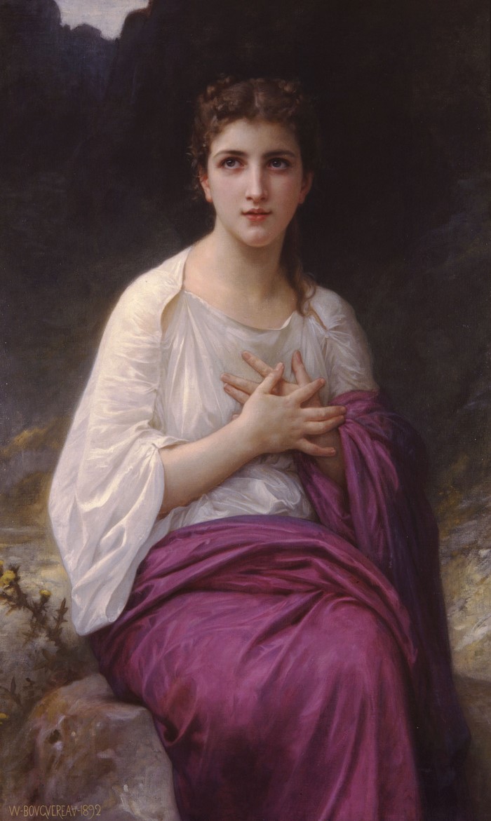 Woman in white and purple dress by William Adolphe Bouguereau