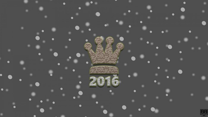 Crown with 2016 text and falling snow