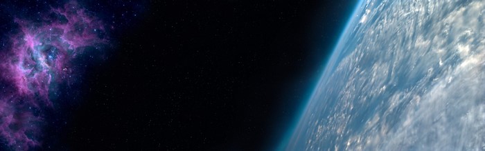 Earth and Nebula in Outer Space