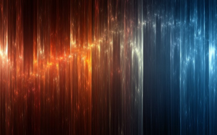 Abstract vertical lines of light in red, orange, and blue