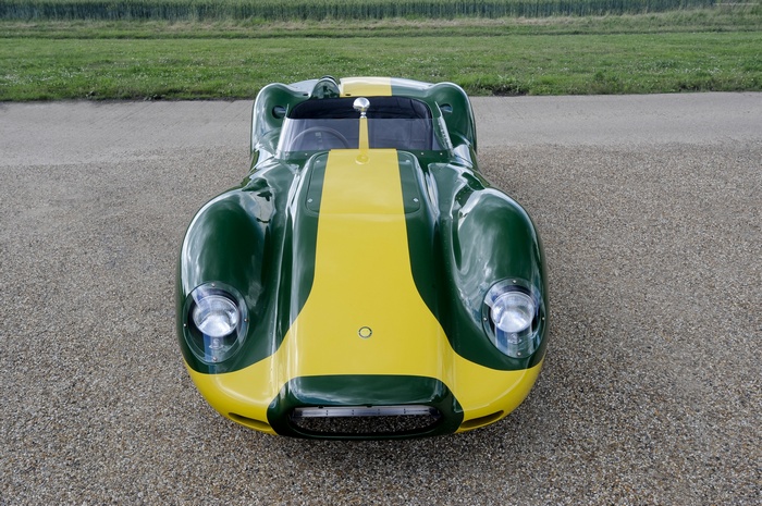 Green and yellow Lister Knobbly Stirling Moss Edition sports car