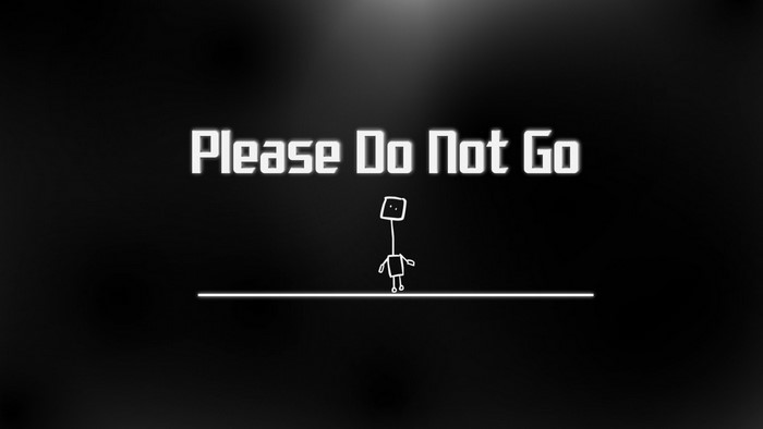 Please Do Not Go text with character