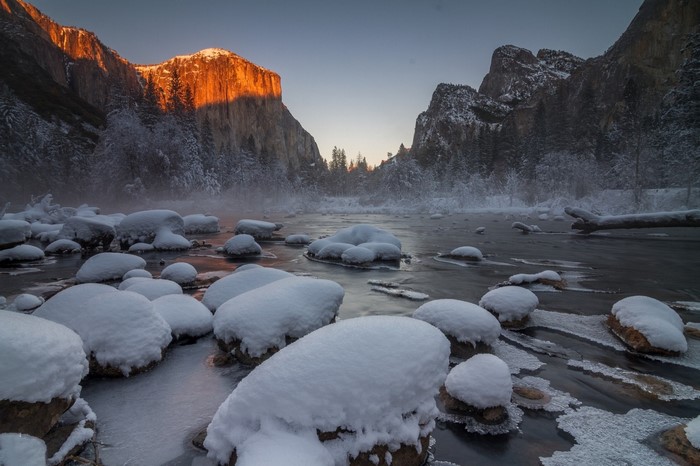 Yosemite National Park in Winter at Sunrise