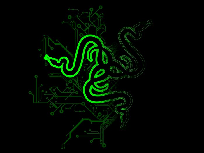 Razer logo with circuit board illustration