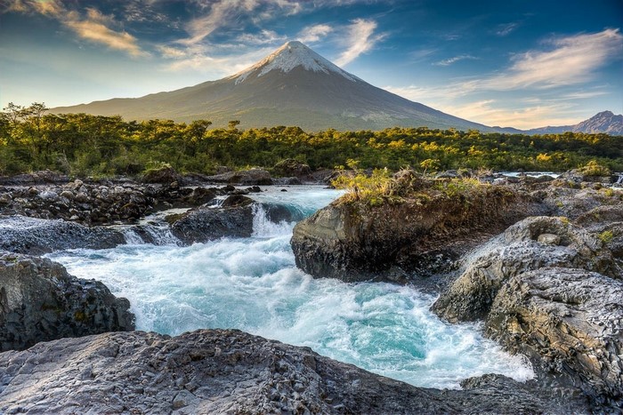Volcano and River in Patagonia, Chile