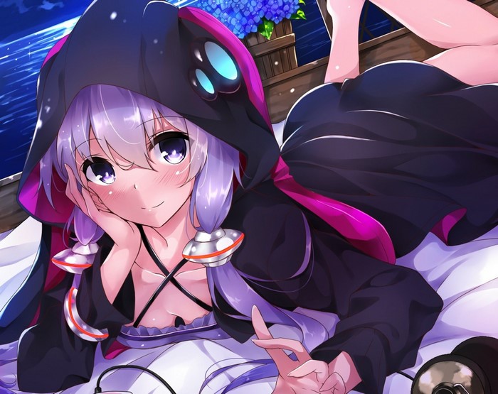 Yuzuki Yukari from Vocaloid lying down