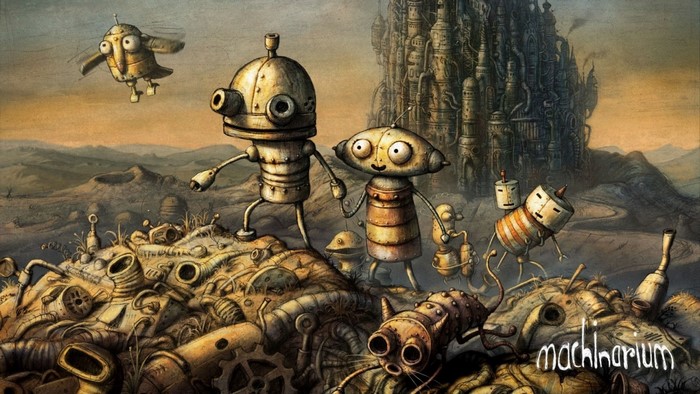 Machinarium game screenshot with robots