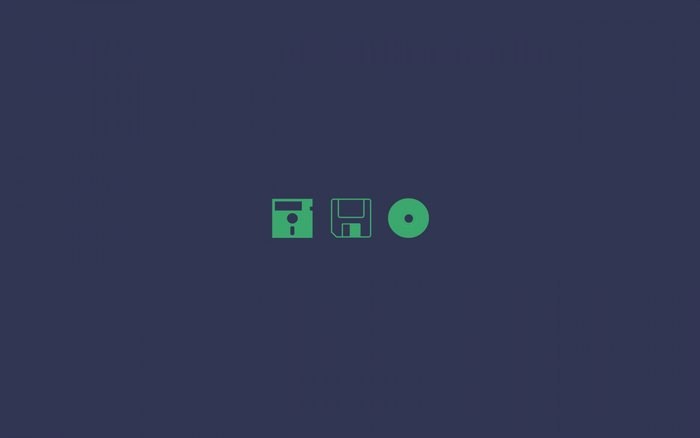 Floppy disks and CD icon on dark background