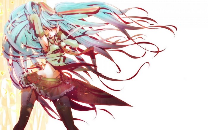 Hatsune Miku from Vocaloid with flowing hair