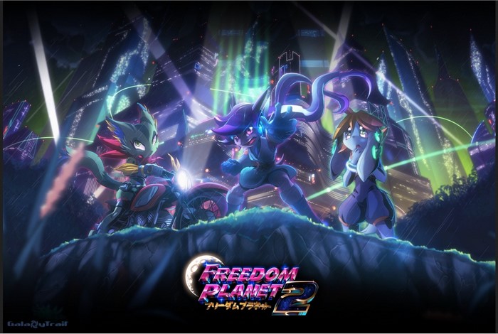 Characters from Freedom Planet 2 in a futuristic city