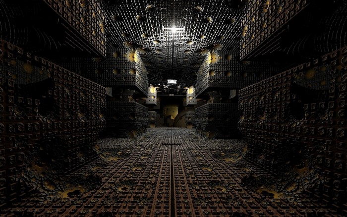 Dark fractal architecture with a central light
