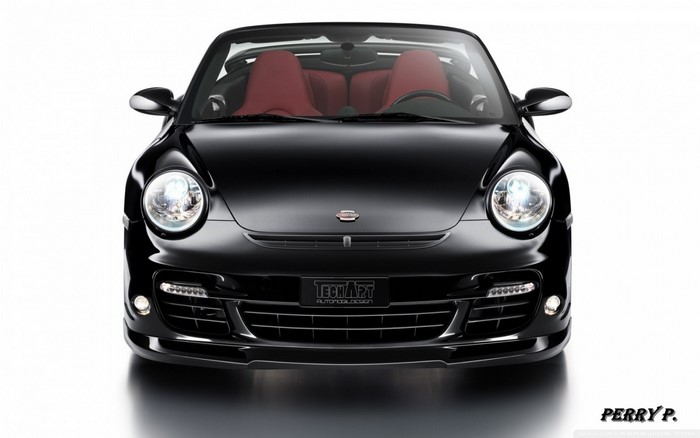 Black Porsche 911 Convertible with Red Interior