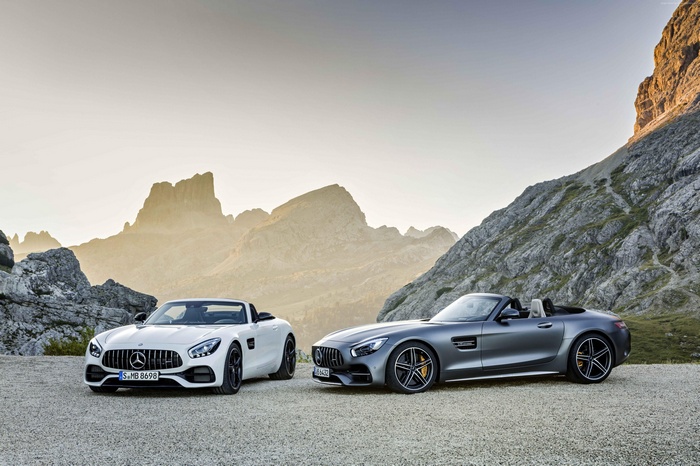 Two Mercedes-AMG GT C Roadsters in a Mountainous Landscape