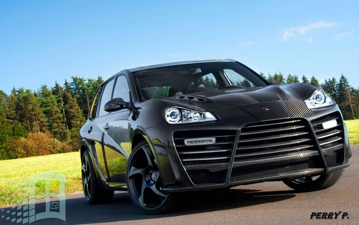 Black Porsche Cayenne with Carbon Fiber Body Kit