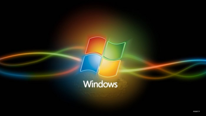 Windows logo with colorful light streaks