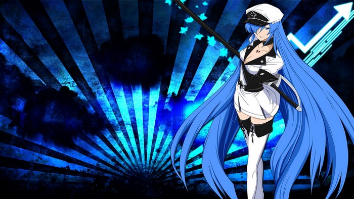 Esdeath from Akame ga Kill with blue background