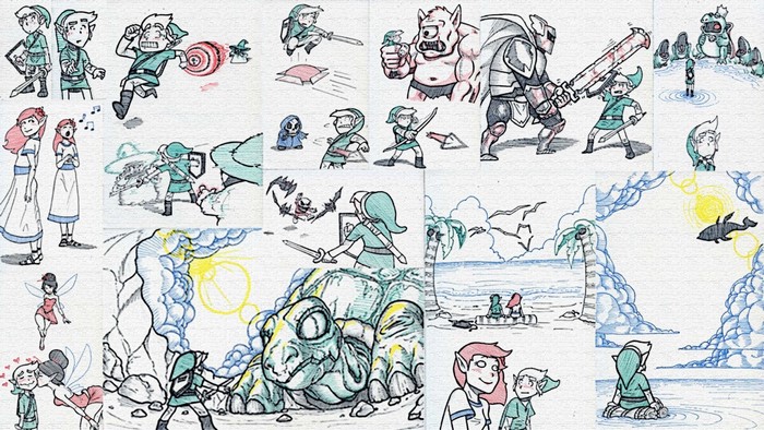 Link and characters from The Legend of Zelda: Link's Awakening