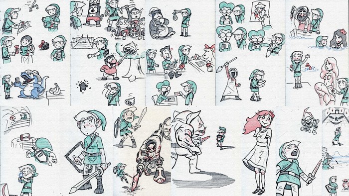 Link and various characters from The Legend of Zelda