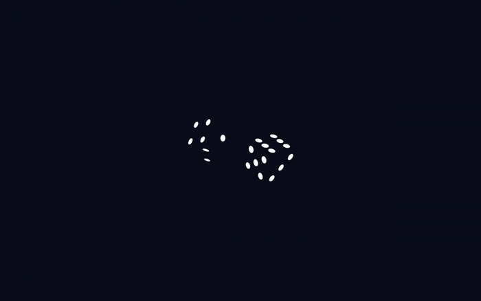 Two dice with white dots on a dark background
