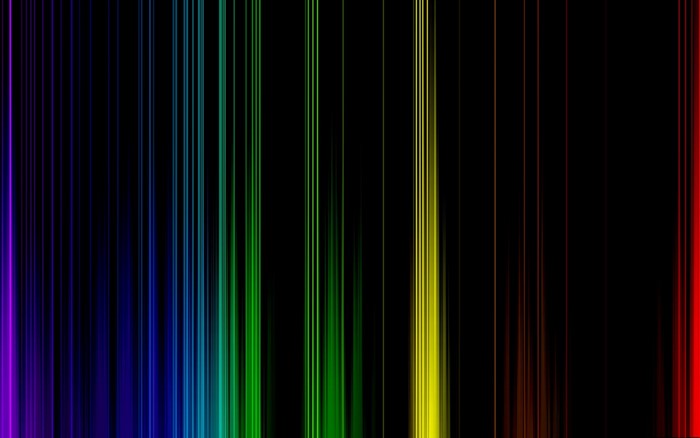 Abstract rainbow spectrum lines on black background