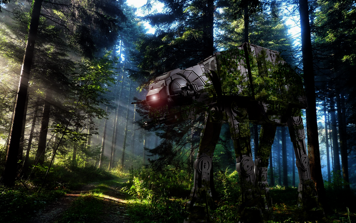 AT-AT Walker in a Sunlit Forest