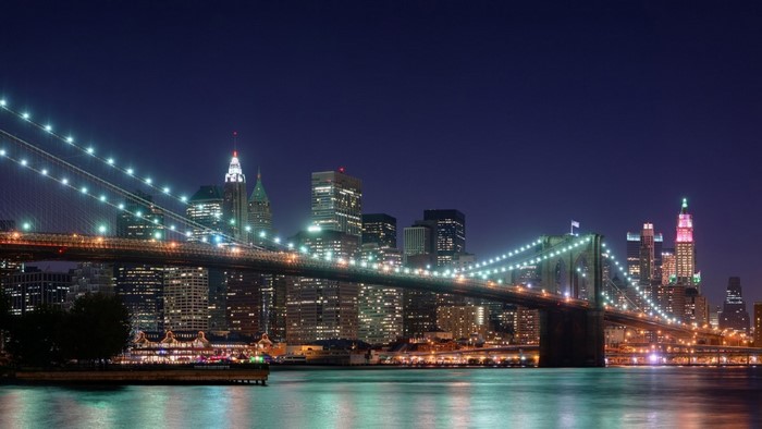 Brooklyn Bridge and New York City Skyline at Night