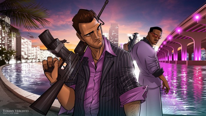 Tommy Vercetti and Lance Vance from Grand Theft Auto: Vice City