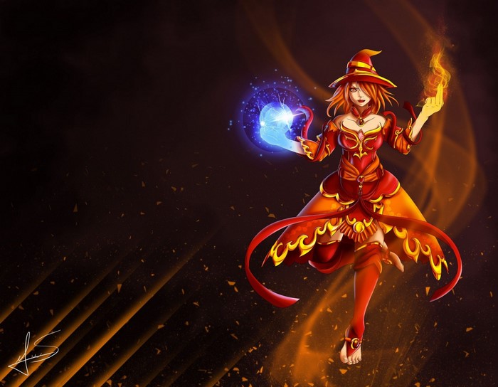Lina from Dota 2 casting spells